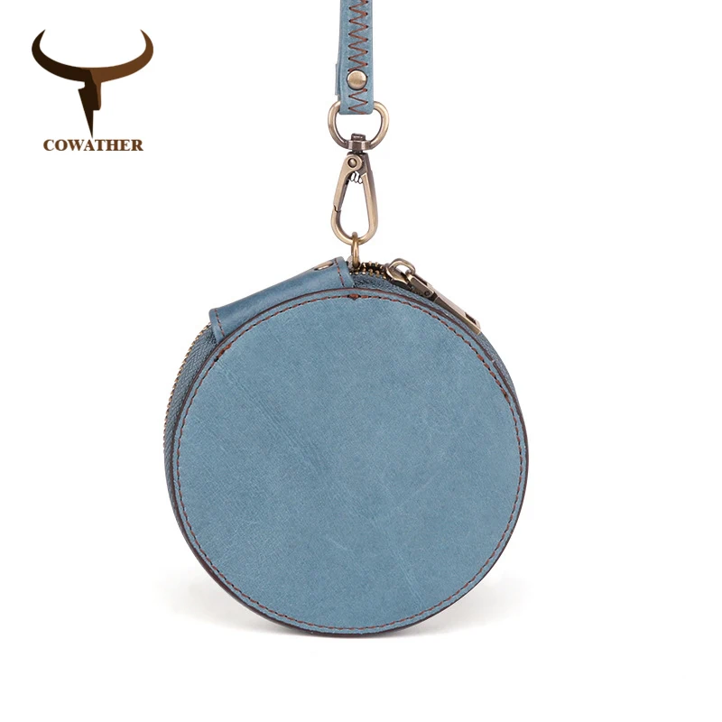 QK058 light blue COWATHER Новое поступление женский кошелек, высокое качество, зимние ботинки из натуральной телячьей кожаный кошелек-монетница для женская мода дизайн женский кошелек с отделением для монет - Цвет: QK058 light blue