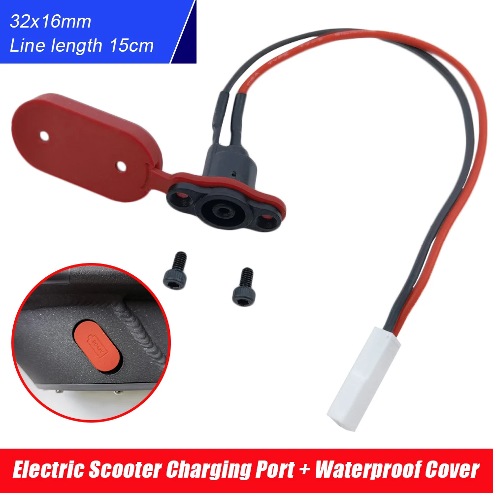 Electric Scooter Power Charger Cord Cable+Charging Port Plug Cover for  Xiaomi Mijia M365 Scooter Accessories