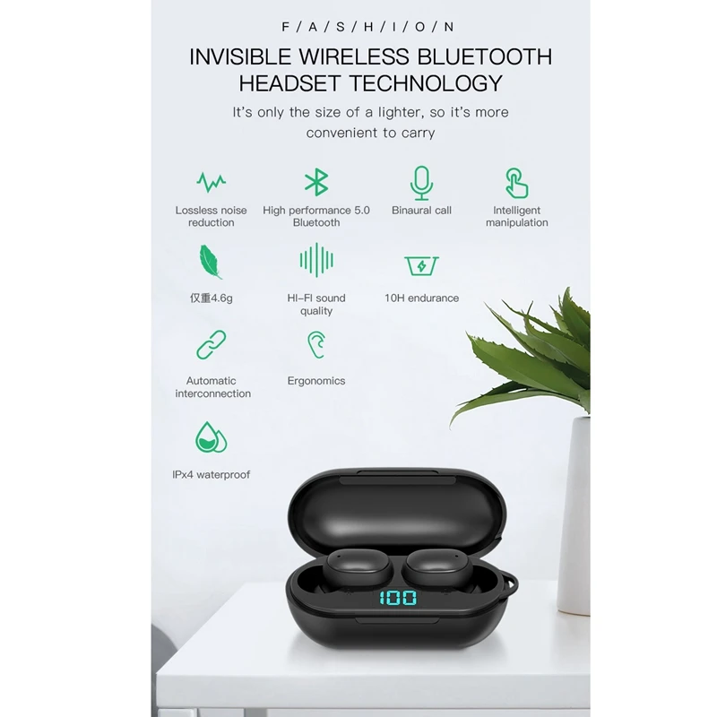 H6 TWS Wireless Earphone LED Display Bluetooth V5 0 Earsets Stereo Noise Reduction for Xiaomi iPhone Huawei Samsung