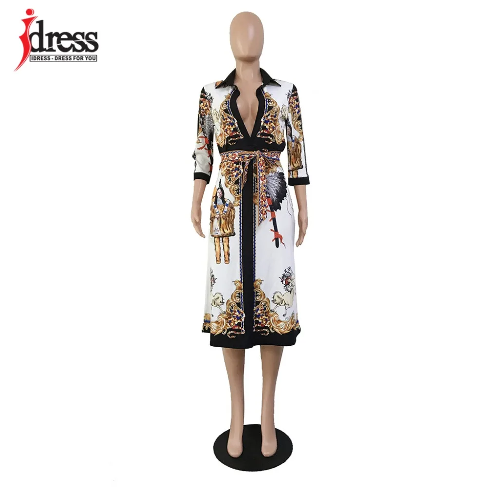 IDress Runway Design 2020 Sexy V Neck Party Dress Horses Print Dress Elegant Midi Dress for Women Slim Casual Bodycon Dresses (4)