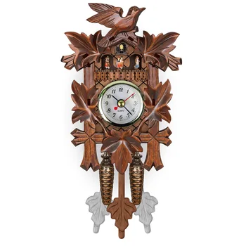 

Vintage Home Decorative Bird Wall Clock Hanging Wood Cuckoo Clock Living Room Pendulum Clock Craft Art Clock For New House