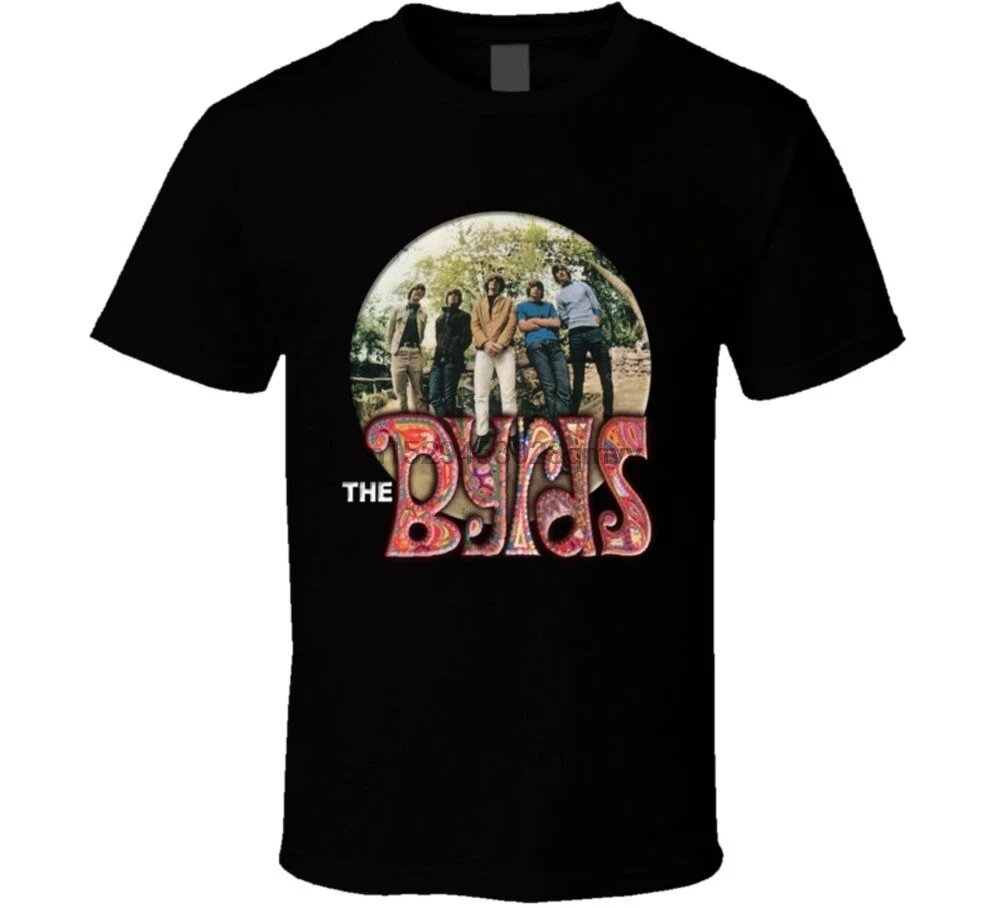 Винтажная стандартная черная футболка для взрослых с ремешком Byrds размеры от S до