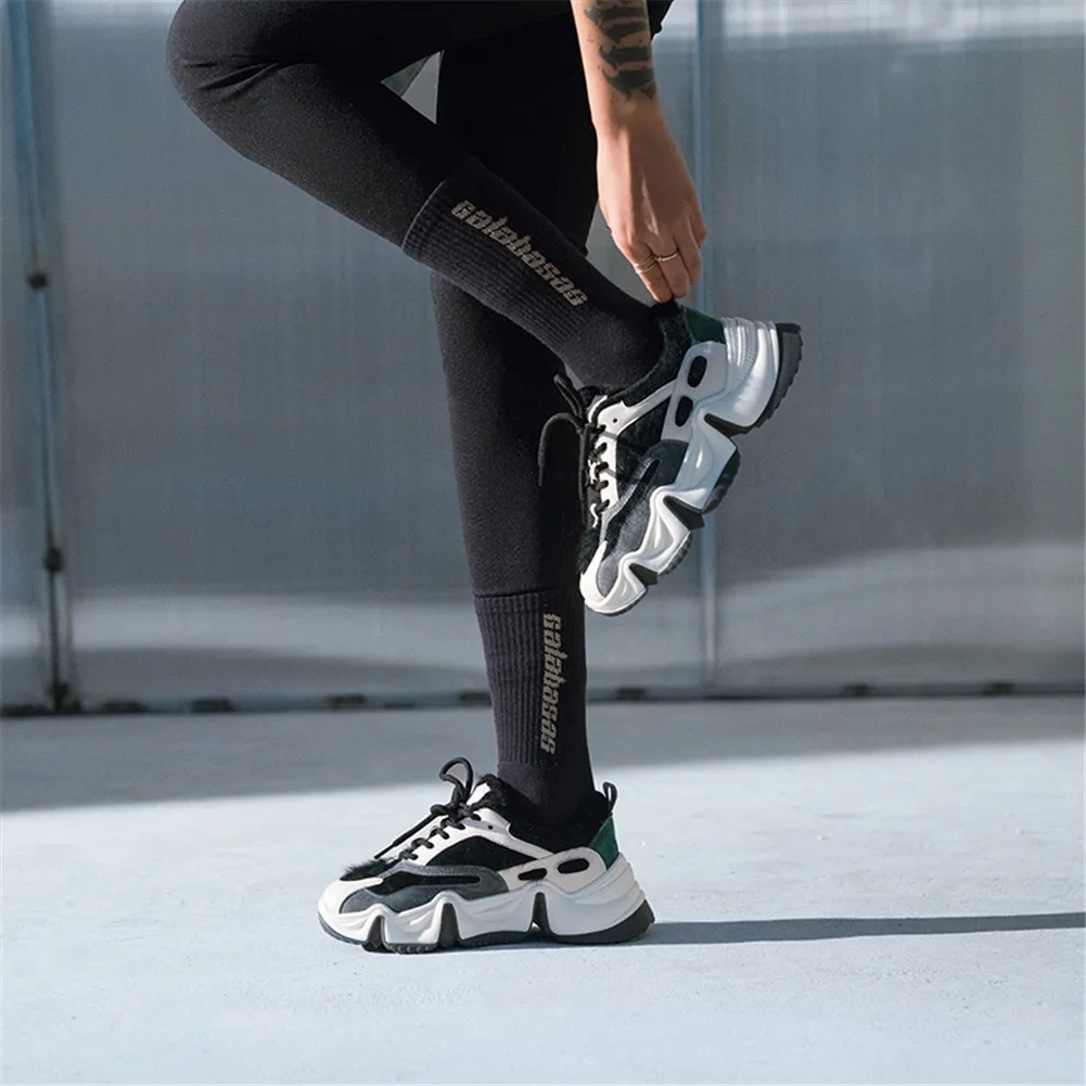 DORATASIA/Новые модные брендовые женские кроссовки из натуральной кожи, женская обувь для папы на шнуровке, женская повседневная обувь на плоской подошве смешанных цветов