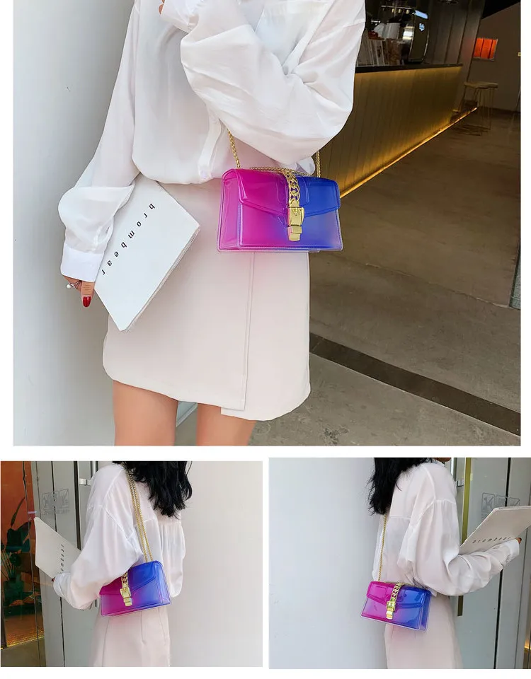 JZ CHIEF прозрачная сумка женская модная Желейная сумка на плечо панельная Женская сумка через плечо Маленькая градиентная