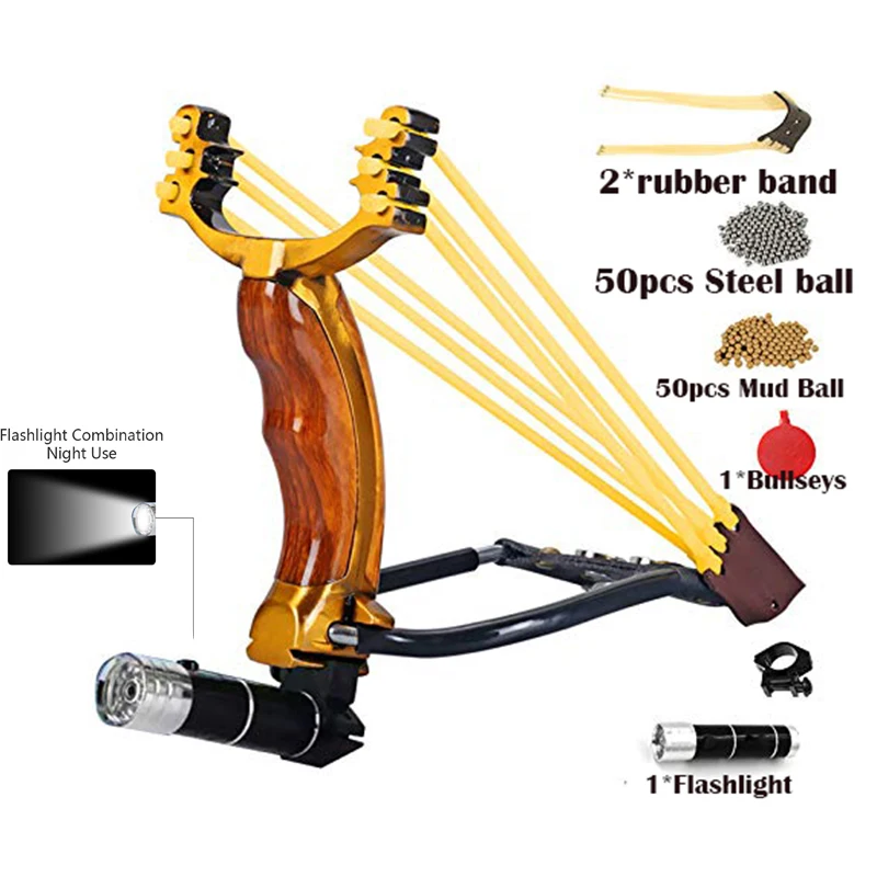 Professional Heavy Duty Slingshot Wrist Sling Rocket Hunting Adult Outdoor+Balls 