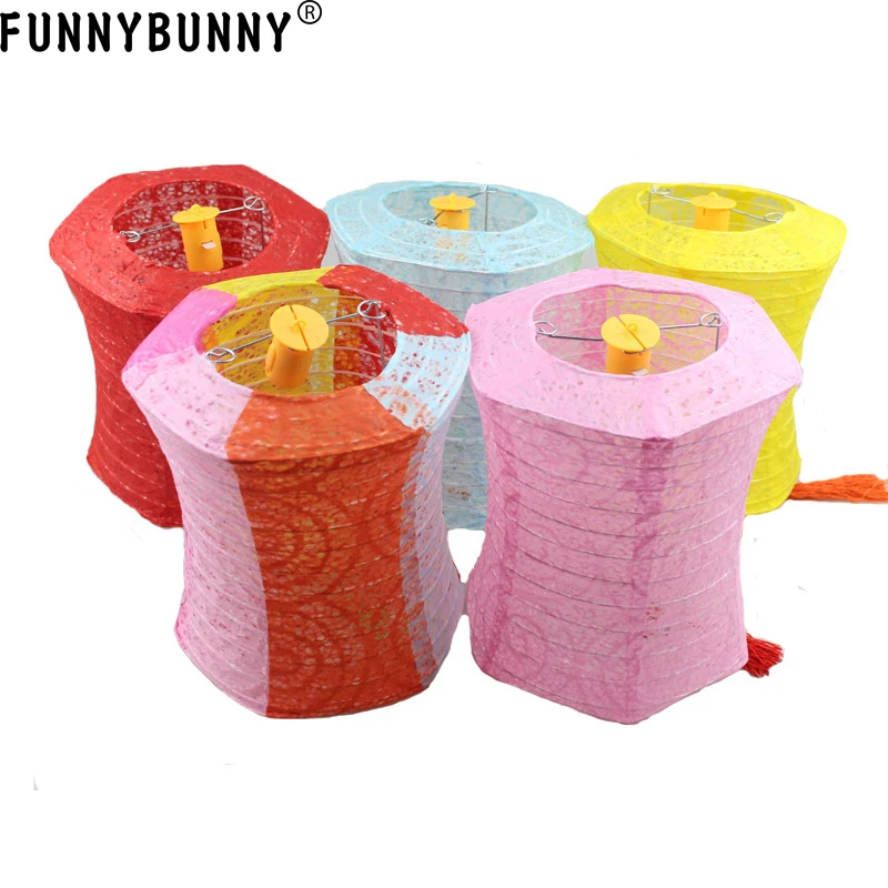FUNNYBUNNY портативный полый бумажный фонарь светодиодный свет шестиугольный бумажный праздничные фонари небольшие подарки