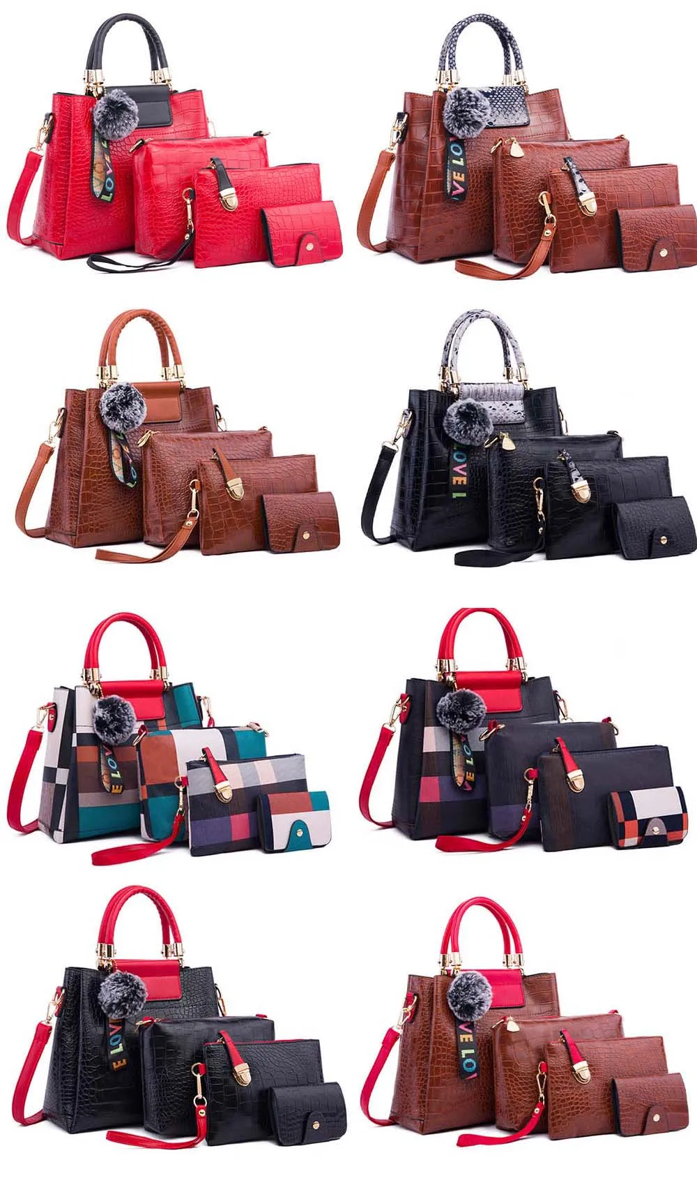 1 комплект/4 шт., повседневная женская сумка с клапаном, большая сумка-шоппер на плечо, Сумка с верхней ручкой, фирменный дизайн, модные женские роскошные сумки