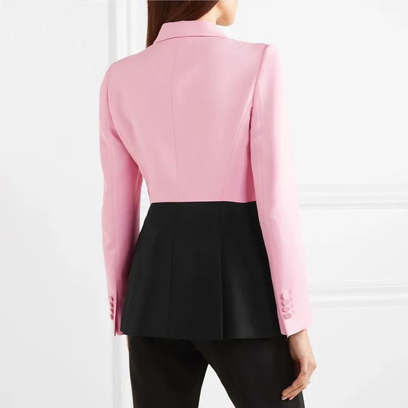 2019 осенний Розовый Плетеный блейзер для женщин однобортный жакет с длинными рукавами пальто женские элегантные офисные женские блейзеры