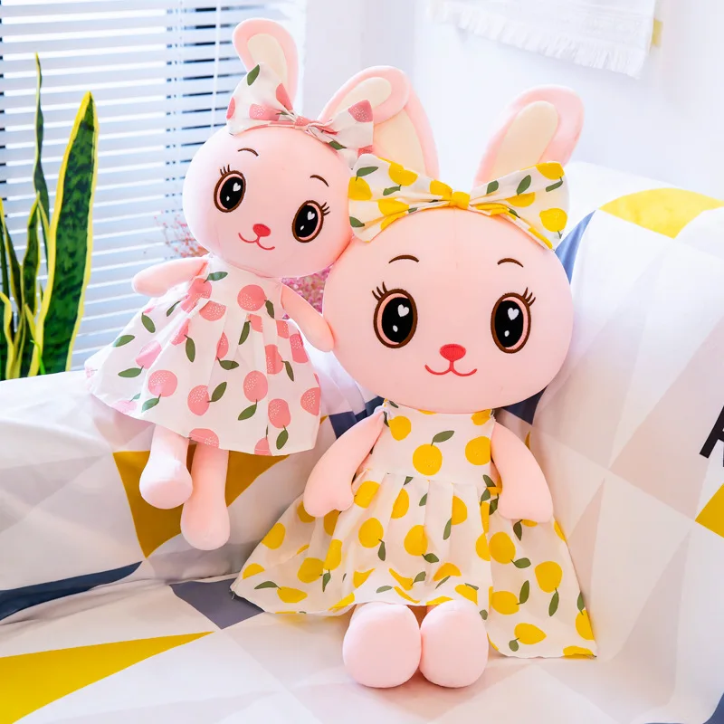 

New style dress bunny stuffed plush soft toy lemon rabbit animal doll for girl kids birthday Christmas gift