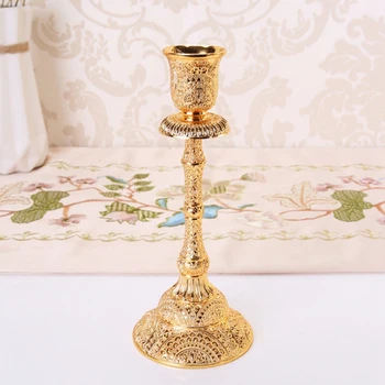 

Metal Candle Holder Stand Candelabra Taper Golden Candlestick Floral Peacock Embossed Wedding Event Party Candelabra B