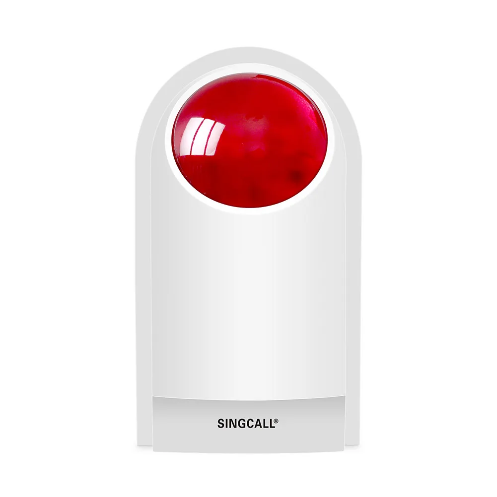 SINGCALL Strobe Siren Panic Alarm System Flash Loud Outdoor SOS Alert Siren with 2 Big Emergency Button for Store Hotel Jewelry