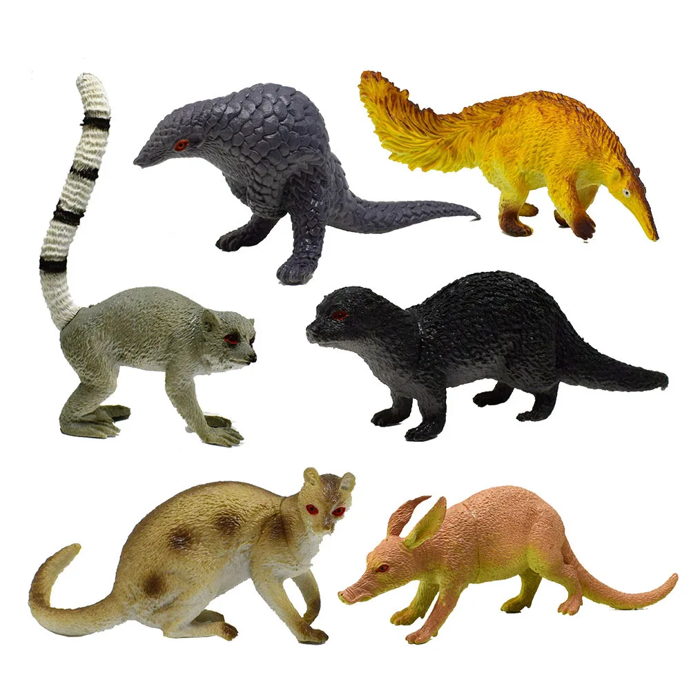 

Six-PVC Plastic Model Forest Grassland Wild Animal Pangolin Bobcat Anteater Animal Model Toy