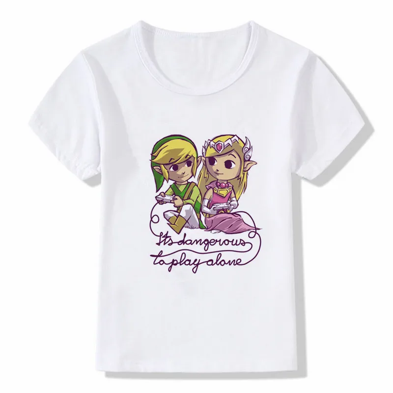 Детская футболка с круглым вырезом и рисунком из мультфильма «Легенда о Зельде»; летние модные топы; детская футболка для девочек; Одежда для мальчиков и девочек