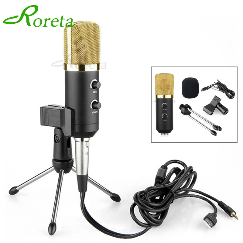 

Roreta USB Wired Microphone MK -F100TL Condenser Sound Recording Mic with Stand for Chatting Singing Karaoke Laptop Skype