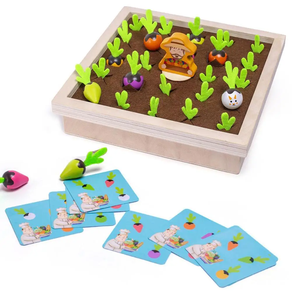 Kids Wooden Memory Board Game Sorting Puzzle Carrots Harvest Developmental Toy Developing intelligence Educational toys 2021 | Игрушки и