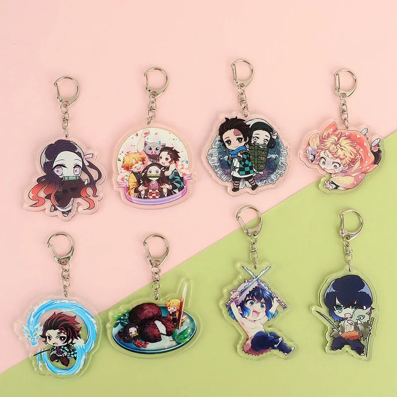 Аниме брелок демон убийца: Kimetsu без Yaiba Chibi брелок мультфильм акриловые подвески аксессуары Подарки для вентиляторов