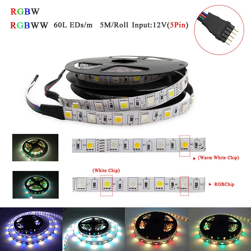 5 м 10 15 RGBW/RGBWW Светодиодные ленты светильник RGB 5050 водить 60leds Luces светодиодный