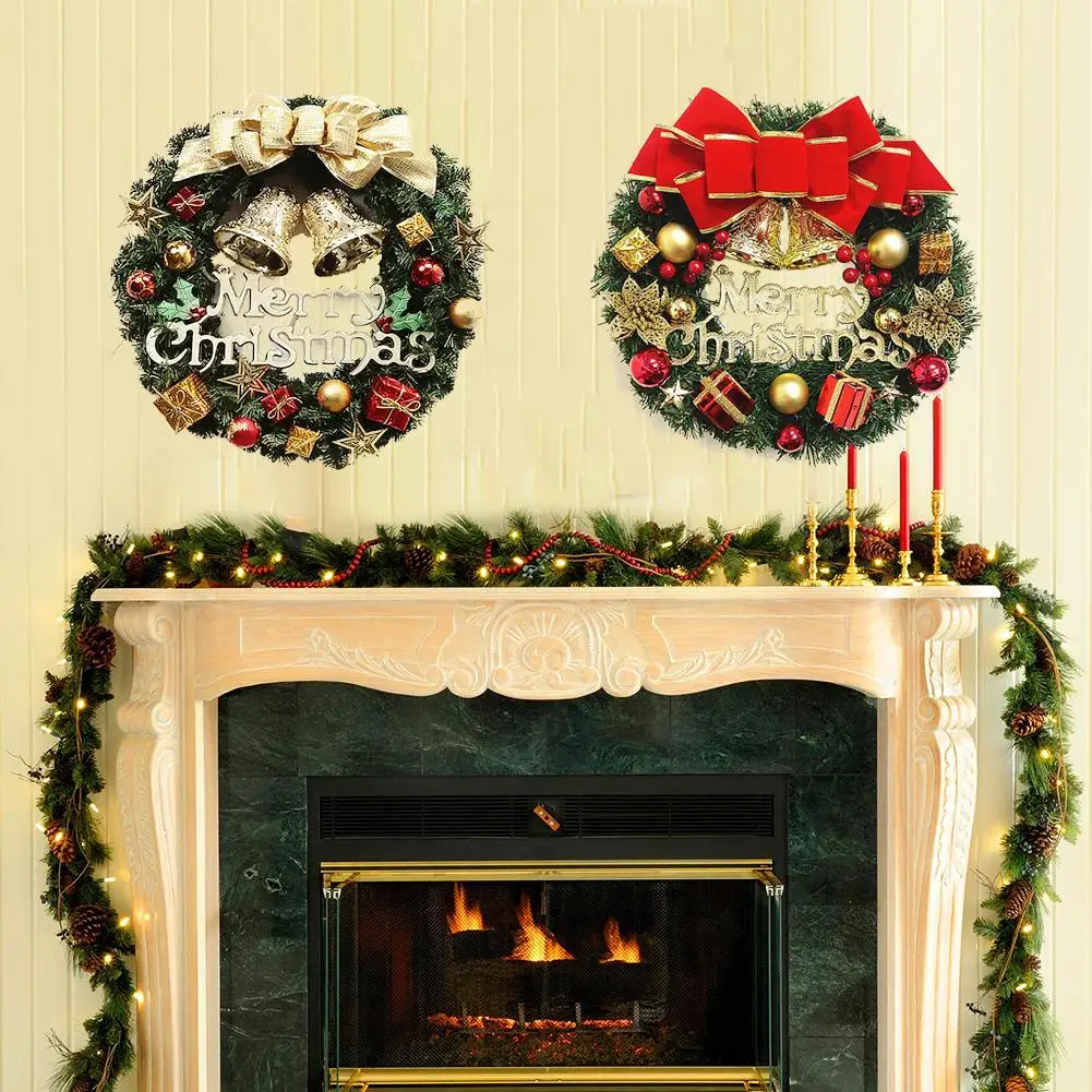 

30cm Christmas Wreath Artificial Flower Bell Door Wreath Windows Door Decoration New Year Advent Wreath ghirlanda natale
