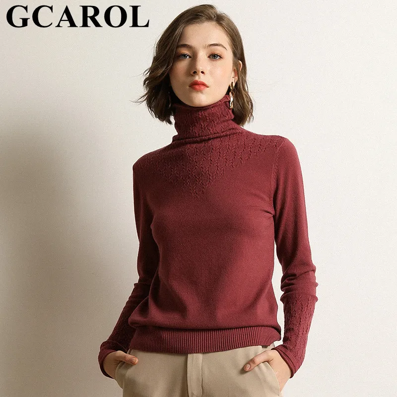 GCAROL, Осень-зима, Женская водолазка, 30% шерсть, свитер с разрезом, на каждый день, большой размер, кашемир, Короткий Джемпер, OL, элегантный пуловер
