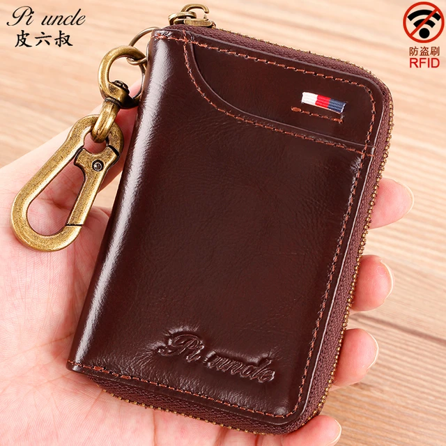 Men Women's Leather Key Holder Case Wallet Keychain Pouch Bag