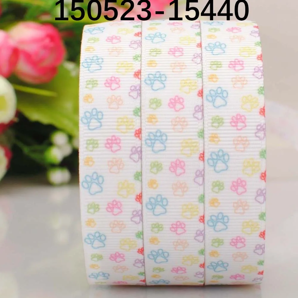Spedizione Gratuita 50 Yards 5/8 '9/16/25/38/50/75Mm Colore Chiaro Zampa Di Cane Modello Stampato Grosgrain/Foe Nastri Fai Da Te Fatti A Mano