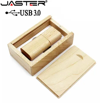 

JASTER USB 3.0 Wooden USB +BOX USB flash drive wood pendrive 4GB 8GB 16GB 32GB 64GB personality laser engraving Logo customized