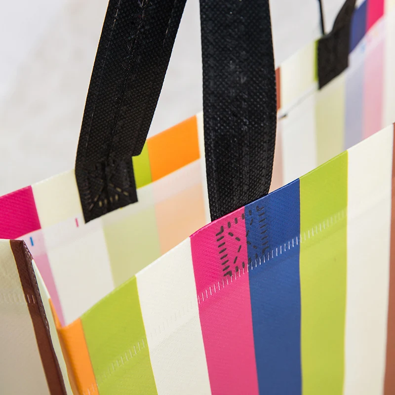 Женская разноцветная многоразовая сумка для покупок, Большая вместительная полосатая дорожная сумка для хранения, женская сумка