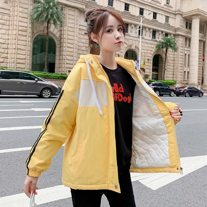

1921 Photo Shoot Video. Autumn And Winter Cotton-padded Clothes New Style Students Mixed Colors Thick Warm Cotton Coat Women's