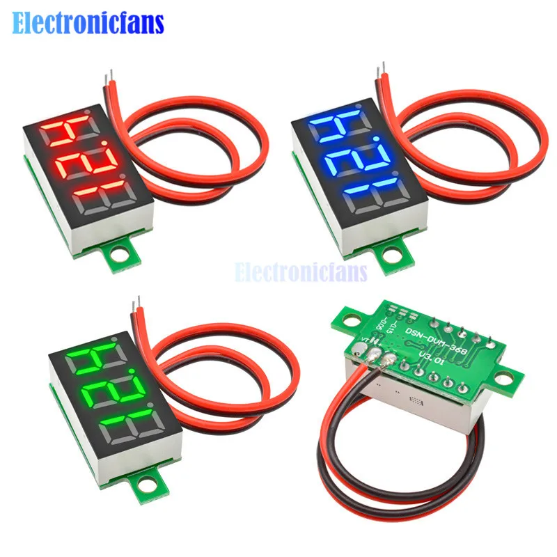 

0.36 inch DC 4.7-32V 2 Wires Mini 3-Digit Display Voltmeter Mini LED Digital Panel Volt Voltage Meter Instrument Car 12V 24V