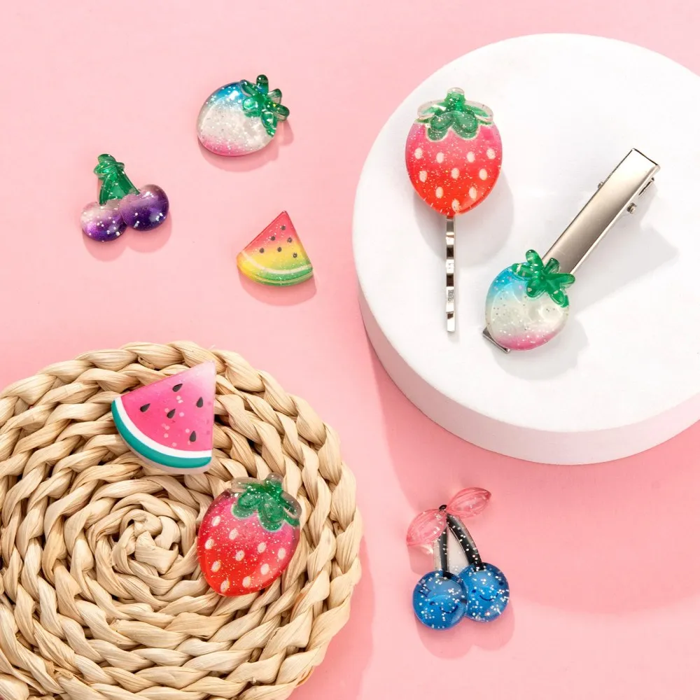 1 Box Resin Cute Fruit Cabochons with Glitter Powder For DIY Lovely Bracelet Phone Case Jewelry Making Accessories Mixed Color