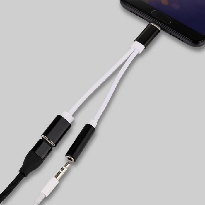 2 в 1 USB-C до 3,5 мм аудио адаптер Тип C Зарядный Кабель-адаптер конвертер для сотового телефона SD998