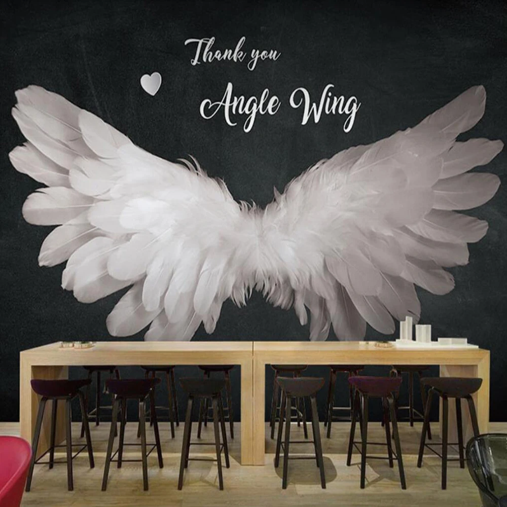 

Drop Shipping Custom Large 3D Stereo Angel Wings Feather Wallpaper Personality Abstract Geometric Wall Decoration Mural