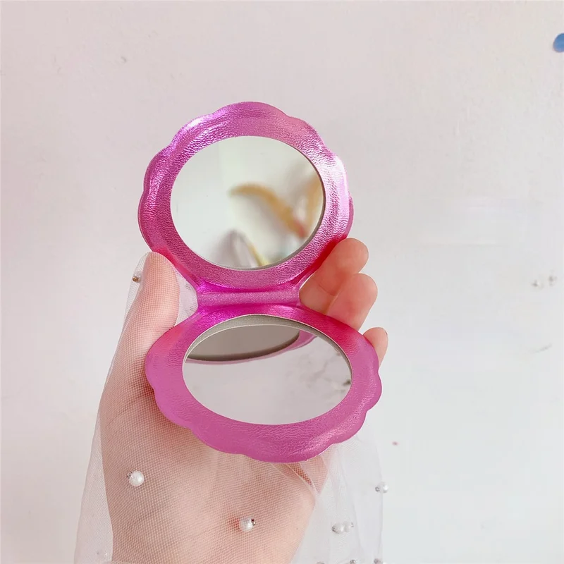 Multicolor Bling Shell Double-Sided Compact Makeup Mirrors Portable Small Mini Pocket Mirror Makeup Tool Purse Travel Bag Mirror