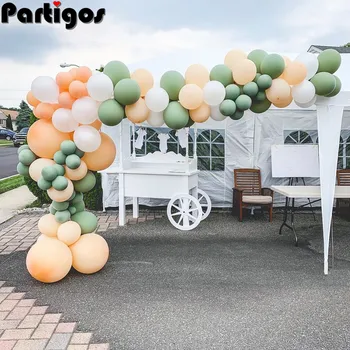 

86Pcs Retro Green Skin Apricot Balloons Garland Arch Bean Green Globos 1St Birthday Wedding Decorations Baby Shower Supplies