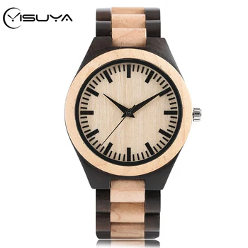 

YISUYA Simple Maple Wooden Watch Men Hour Natural Full Wood Quartz Bamboo Band Wristwatch Gifts Man Clock Top Brand Luxury reloj