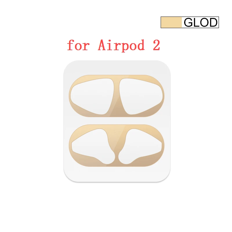 Металлическая Пылезащитная наклейка для Apple AirPods 2 1, аксессуары для наушников, ультратонкая защитная упаковка, самоклеящаяся пленка для кожи - Цвет: gold2