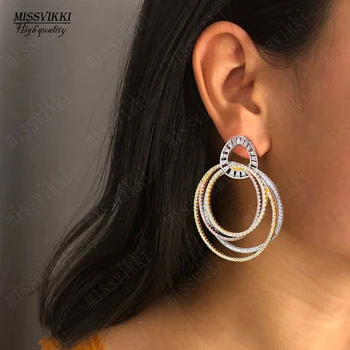 

missvikki New Trendy Unique Circles Pendant Earrings For Women Bride Wedding Actor Dancer Appointment Party Show Earring Jewelry