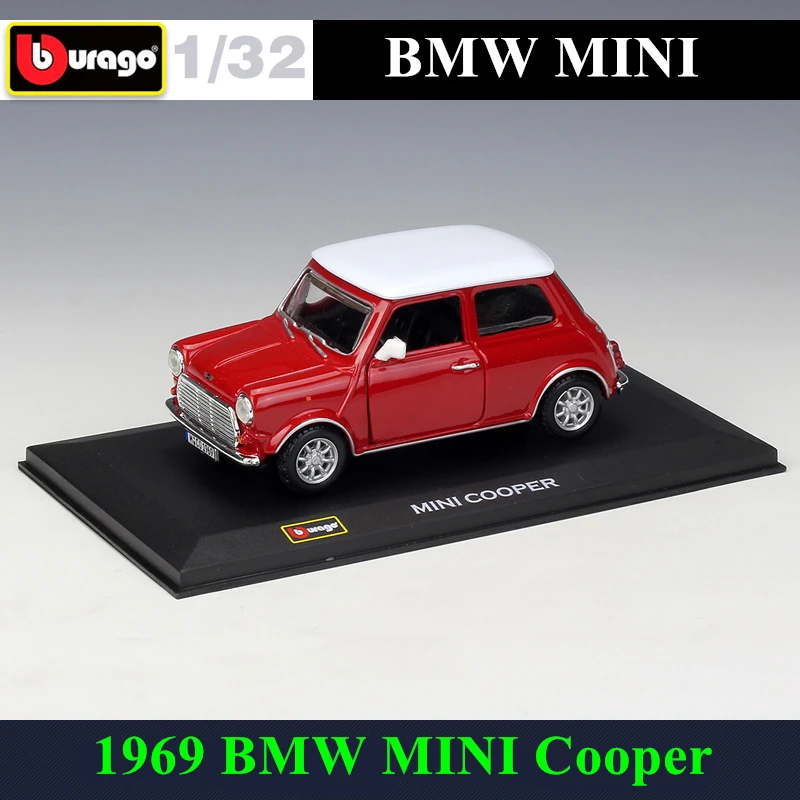 Bburago 1:32 1972 BMW 2002TII модель автомобиля из сплава плексигласа пылезащитный дисплей база посылка подарки для сбора - Цвет: 1969 BMW MINI