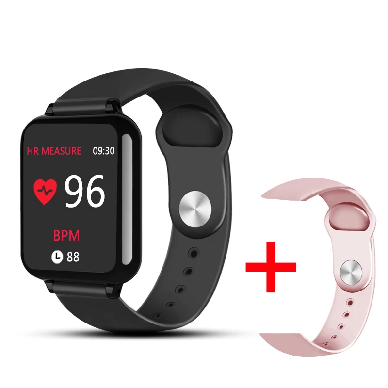 b add 1 pink strap Умные часы B57, водонепроницаемые, спортивные, для iphone, телефона, умные часы, монитор сердечного ритма, функции кровяного давления для женщин, мужчин, детей - Цвет: b add 1 pink strap