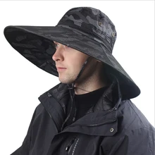 WZCX с широкими полями, камуфляжная, унисекс, анти-УФ, рыбацкая шляпа, защита от солнца, с большими полями, для улицы, для бассейна, шапка для рыбалки