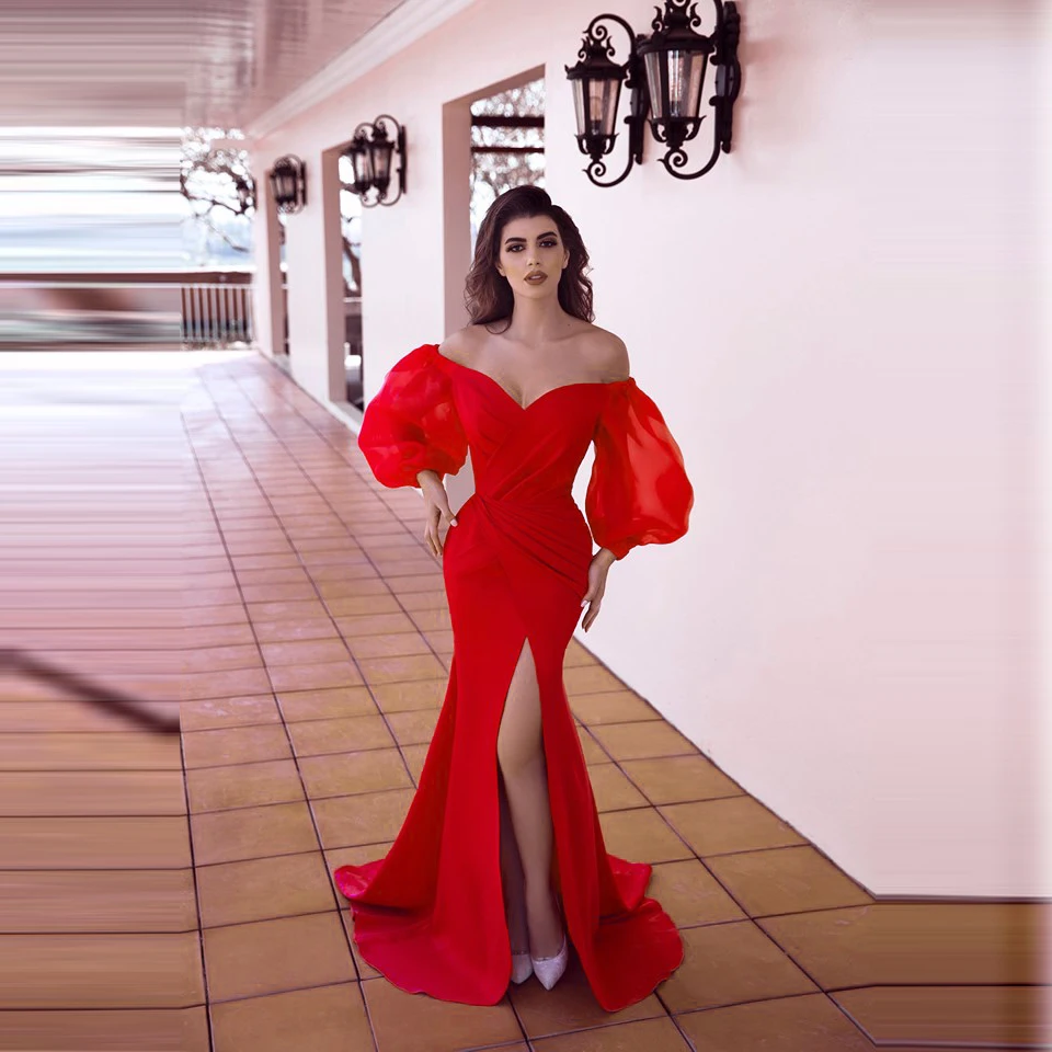 red balloon sleeve dress