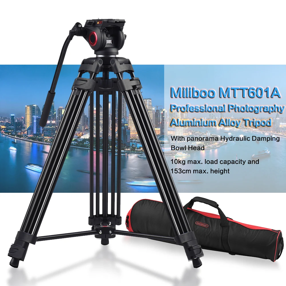 Miliboo MTT601A Профессиональный алюминиевый штатив подставка для Canon Nikon sony DSLR камер Видеокамеры w/панорамная гидравлическая шаровая Головка