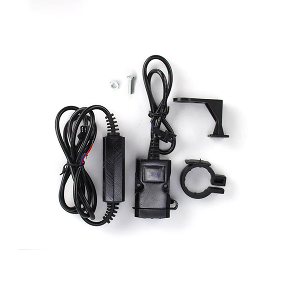 

With Switch Button Motorcycle Handlebar Dual USB Socket GPS Navigator Phone Quick Charger Socket 9-24/90V Waterproof Charger