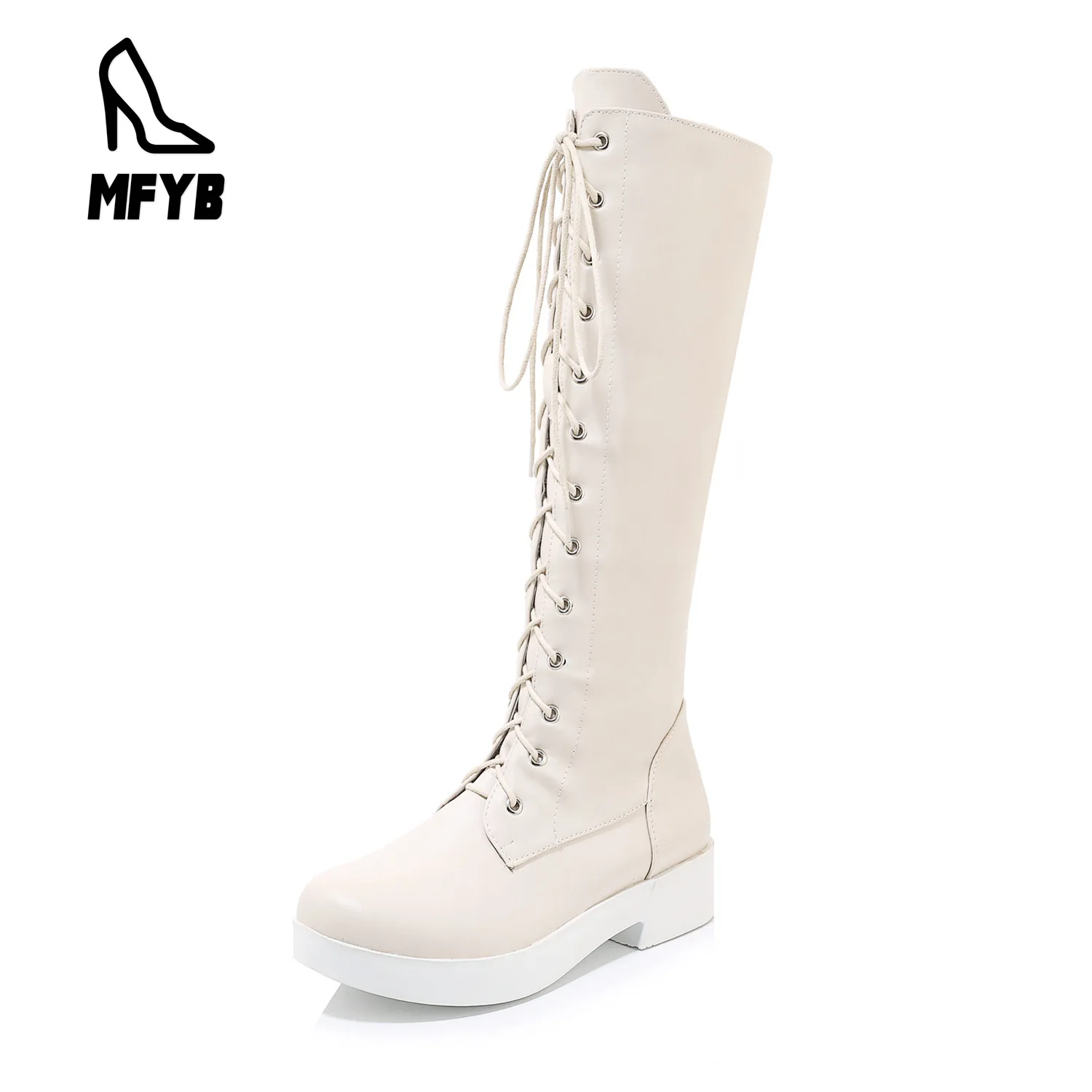 

MFYB Women's boots 2019 winter new casual low heel women's shoes large size 35-43 high tube rider boots tide