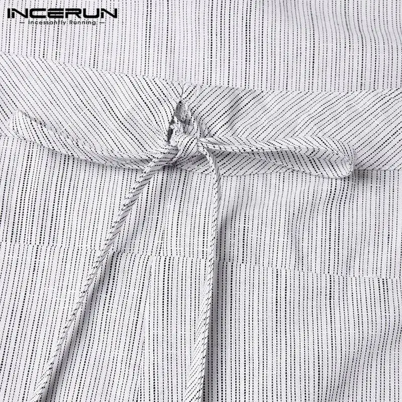INCERUN, мужской комбинезон, полосатые штаны, комбинезон на бретельках, уличная одежда, мешковатые карманы, повседневные женские штаны от комбинезона, мужские, большие размеры