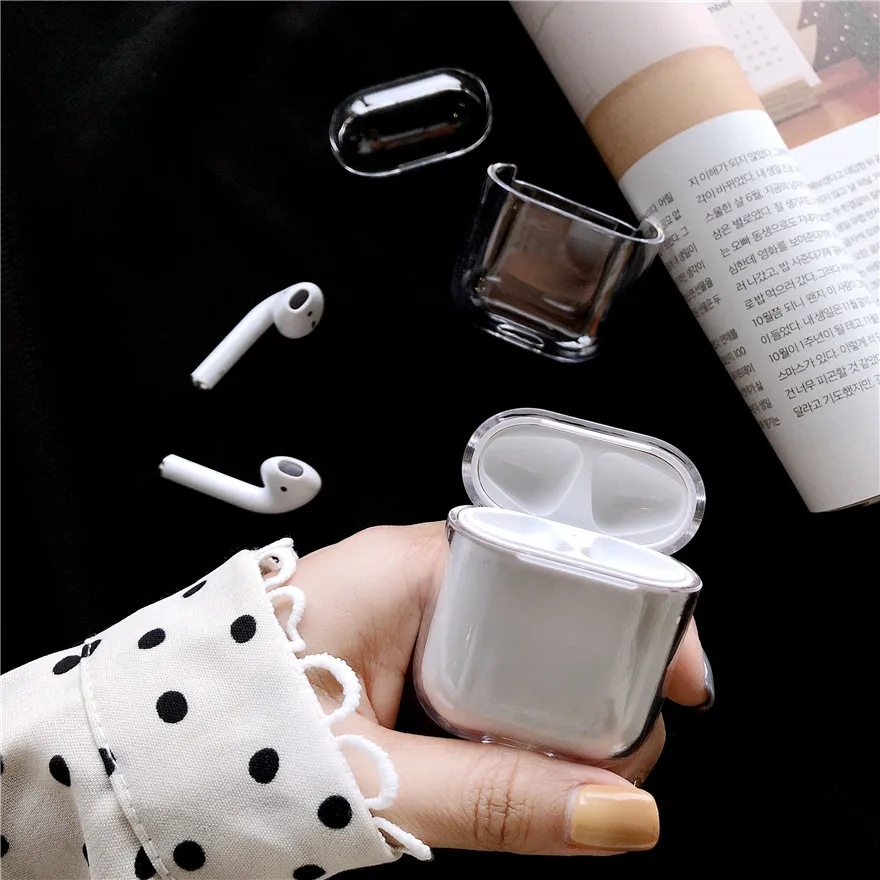 

Simple Transparent PC Hard Case For Apple Airpods Shockproof Cover For AirPods 2 Wireless Earphone Charging Protector Cases
