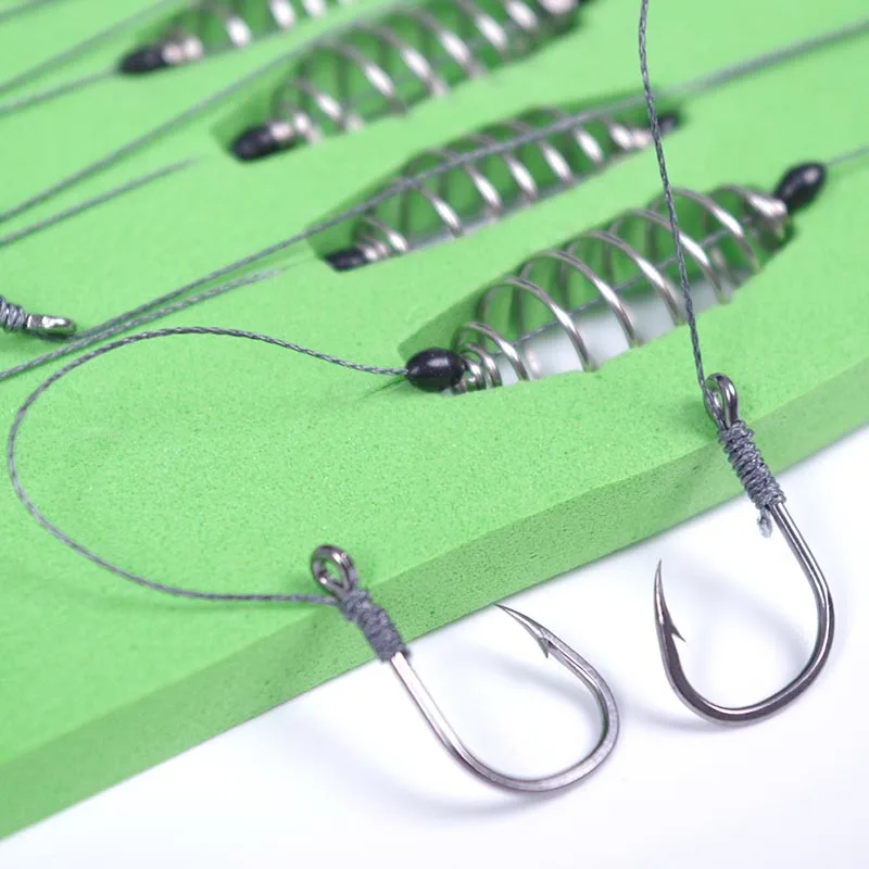 5 Pcs/Set Double Hook Fishing Line Stainless Steel Barbed Carp Hooks