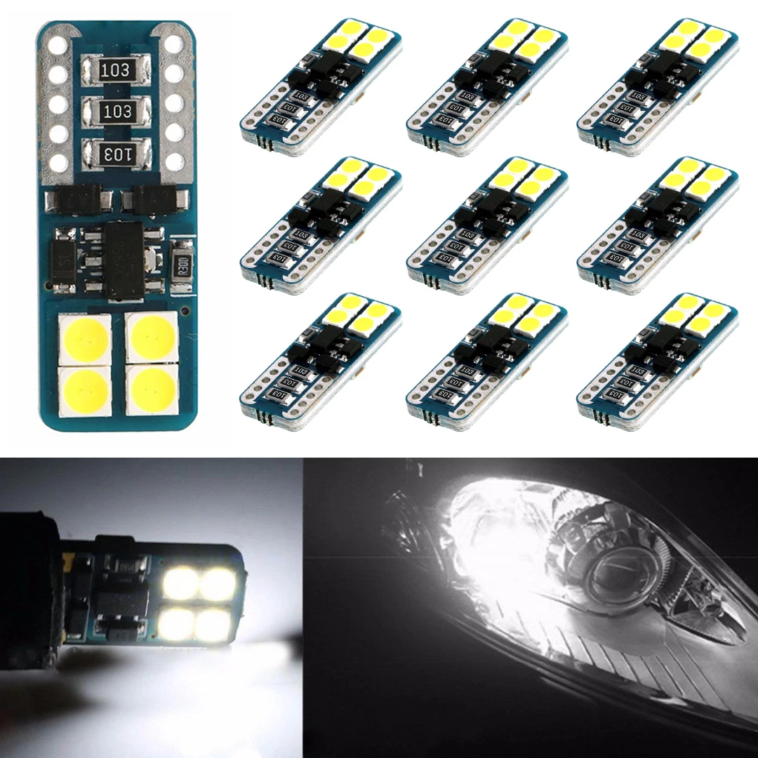 

10PCS 12V/24V T10 W5W 8 LED 8000K Car Light Car Side Wedge Bulb Car LED Instrument Lamp Car Door Indicator License Plate Light