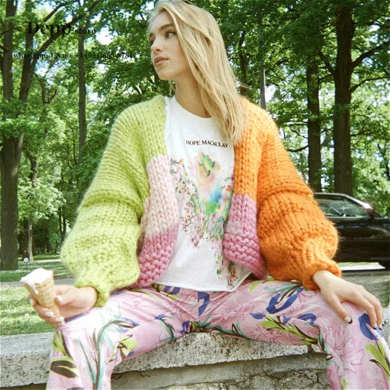

luxury designer fall 2020 winter New Hand-Woven oversized high end Fashion Knitted Sweater Women clothing cardigan cardigans S-L