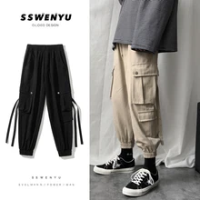 Thicken Overalls Men's Fashion Solid Color Casual Multi-pocket Tooling Trousers Men Streetwear Loose Hip Hop Straight Trousers